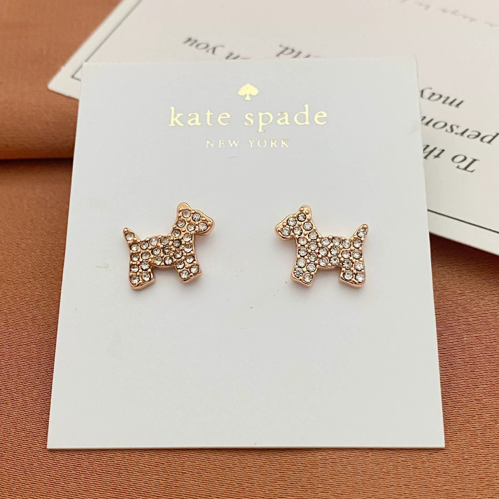 Kate SPADE Puppy Stud Earrings Full Diamond Metal